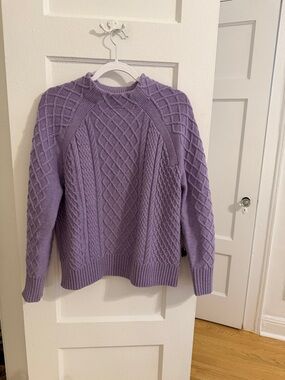 Talbots Lavender Cable-Knit Crewneck Sweater